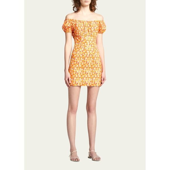 Caroline Constas Calla Mini Dress in Orange Medium Womens floral - Picture 1 of 15